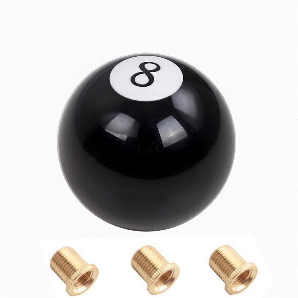 8 Eight Pool Billiard Ball Gear Shift Knob W/ Adapter Universal Vehicle At/Mt Shifter Lever Head Black 5063131442021