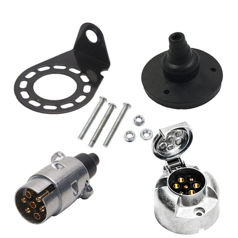 12V 7 Way Rv Boat Truck Trailer Metal Plug Connector Adapter With Socket Kit For European Standard Rv Trailer Accessories 5063131434576