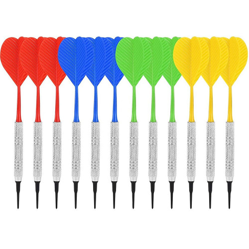 12 Pieces Soft Tip Darts Bar Dart for Electronic or Plastic Dartboard with Extra 24 Pieces Black  Replacement Tips 1
