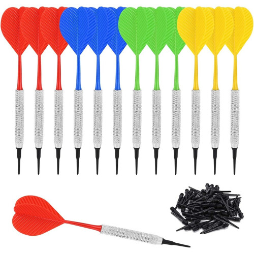 12 Pieces Soft Tip Darts Bar Dart for Electronic or Plastic Dartboard with Extra 24 Pieces Black  Replacement Tips 2