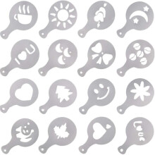 New Various Themes 16pcs Coffee Stencils, Frosted Transparent Coffee Decorating Template Art Stencils For Latte Cappuccino Coffe