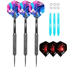 CyeeLife Steel Darts 20/24/28g/30g,Metal Spring O Rings+6 PVC Shafts+Extra Flights,3PCS House Hard Tip Dart Set for Beginners