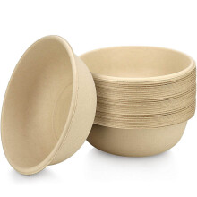 50 Piece Disposable Soup Bowls 100% Biodegradable Paper Bowls for hot Soups and Appetizers Household Food Containers