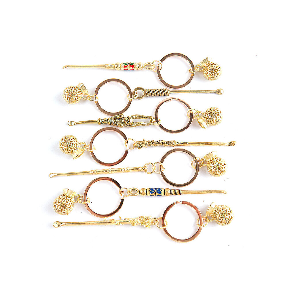 Wejoy 1Pc Ear Pick Ear Wax Remover Curette Cleaner Ear Spoons Retro Brass Dragon Portable Ear Cleaning Tool Keychain Pendants