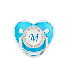 26 Name Initial Letters Baby Pacifier Blue Rhinestone Food Grade Silicone Pacifier Infant Nipple Newborn Baby Soother Dummy