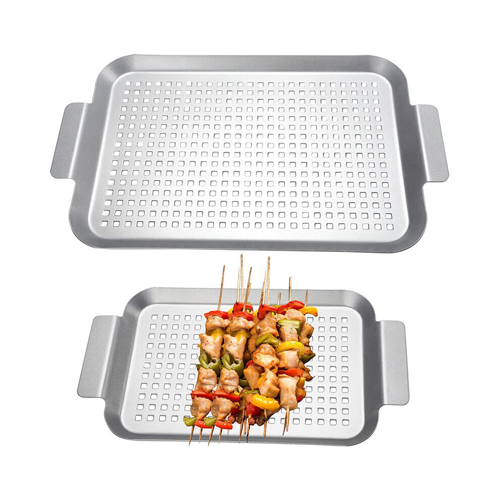 Grill Basket Set of 2 Nonstick Grilling Tray Durable Grill Pans with Holes for Outdoor Small and Big Topper Baskets BBQ Tool-image-OPC-PBNWM8J-NEW