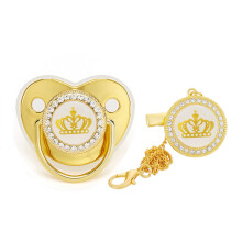 Crown Baby Pacifier with Pacifier Holder Chain Silicone Pacifier Bling Infant Nipple BPA Free Baby Soother Dummy