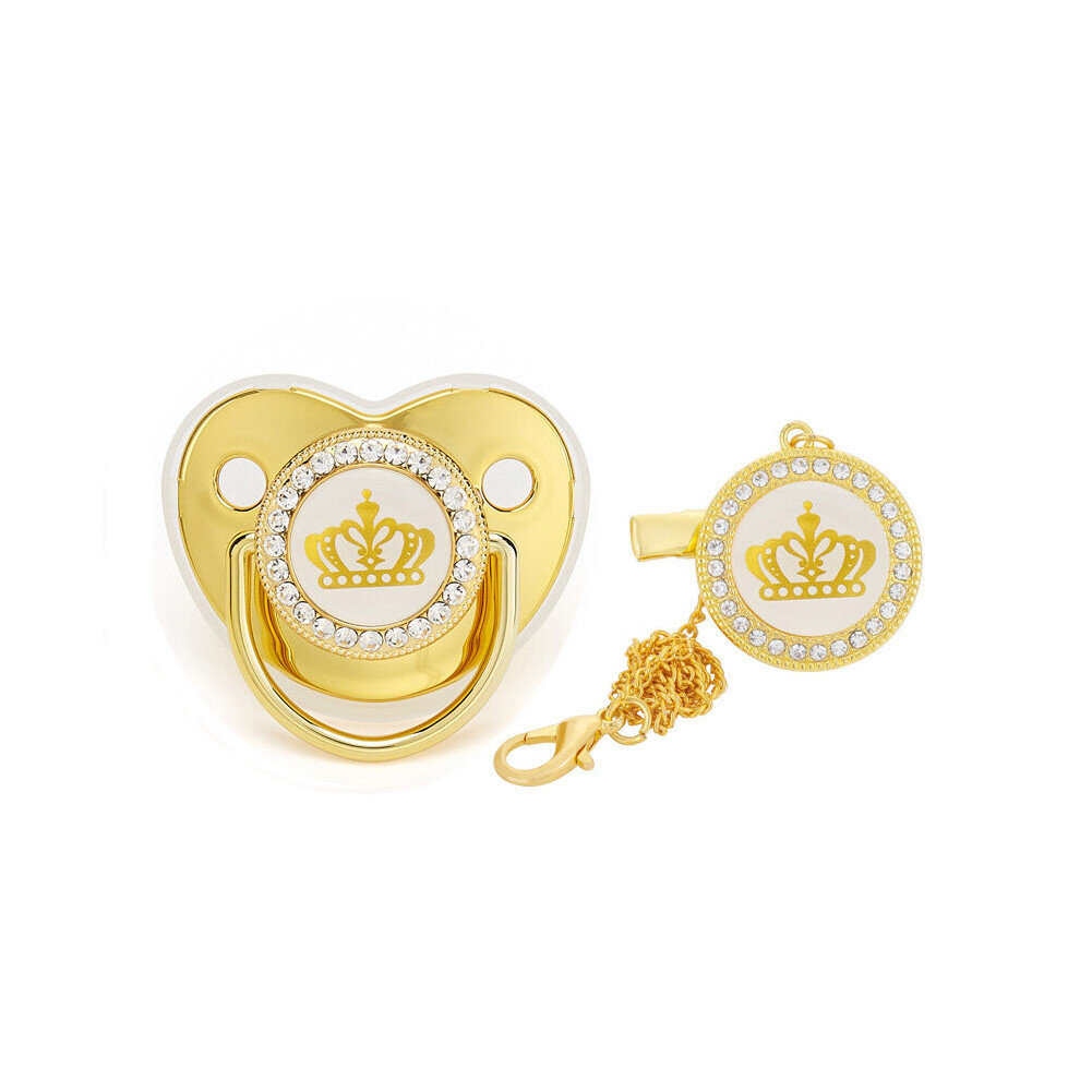 Crown Baby Pacifier With Pacifier Holder Chain Silicone Pacifier Bling Infant Nipple Bpa Free Baby Soother Dummy Wejoy