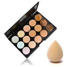 15 Color Contour Face Makeup Concealer Palette & Sponge Puff Makeup Set