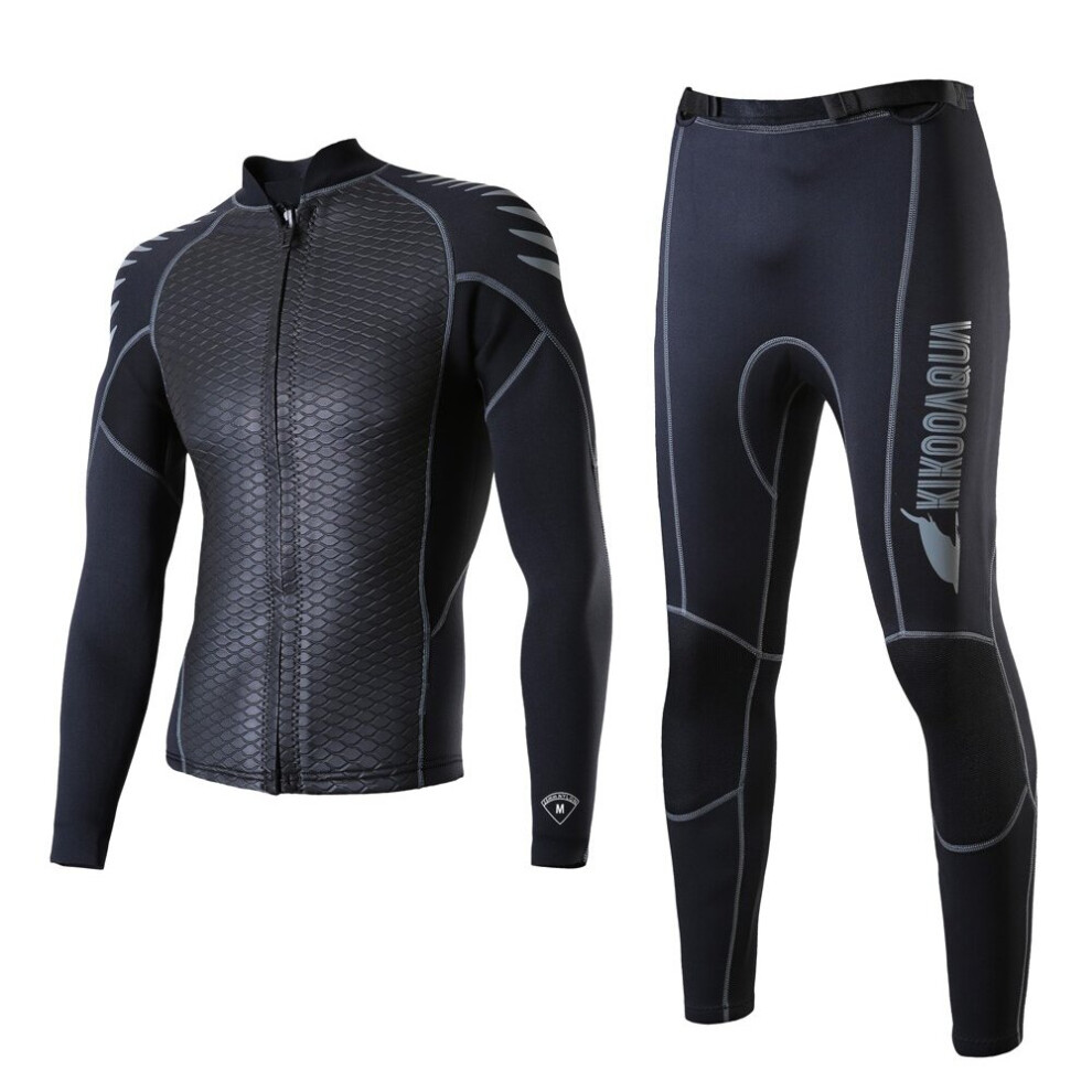 2mm Neoprene Wetsuit Split Cool Fish Scale Wetsuit Men Long Sleeve Thermal Diving Jacket Bottoms Swimsuit Scuba Surf Suit Couple