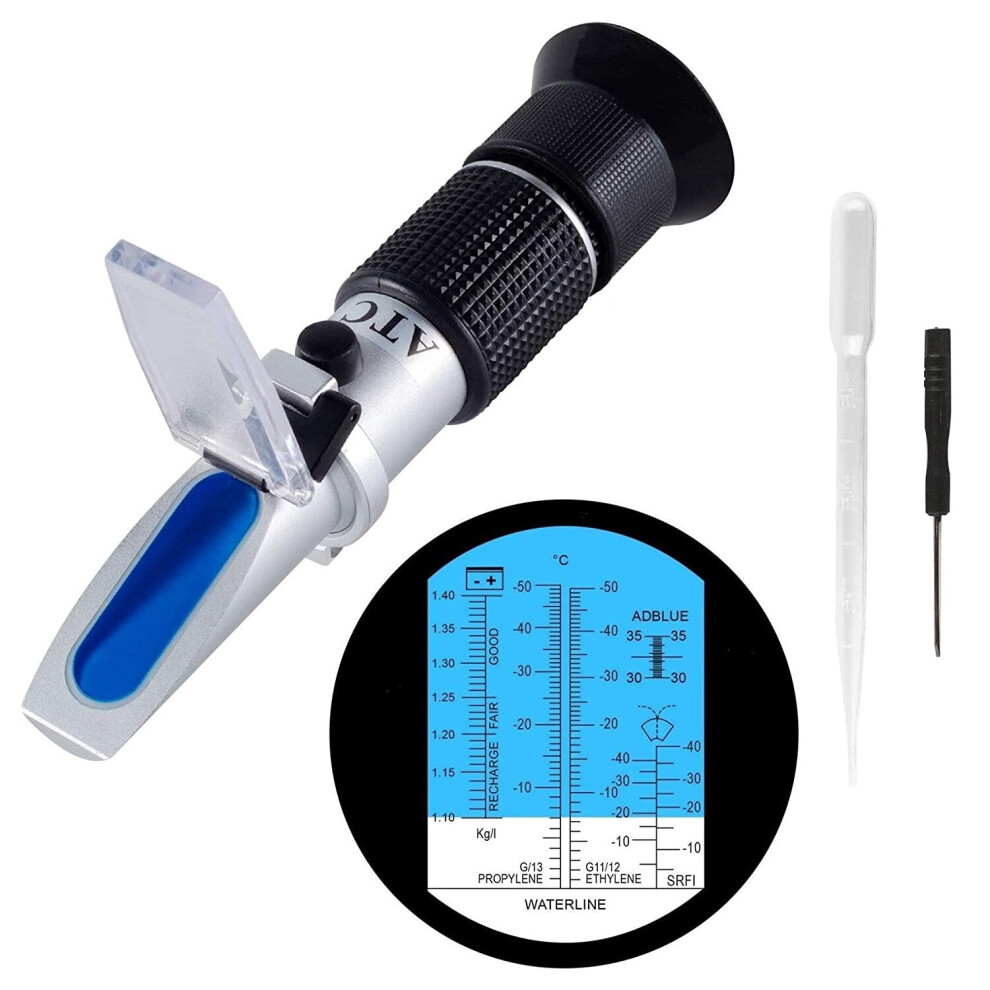 Antifreeze Refractometer 4-In-1 Car Coolant Tester Battery Refractometer For Fluid Condition Glycol Coolant Antifreeze Tester 5063131442502