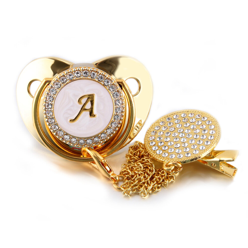 Rhinestones Baby Pacifier Pacifier Clip Chain 26 Letters Silicone Infant Nipple Baby Shower Gift Bpa Free Dummy Soother Wejoy