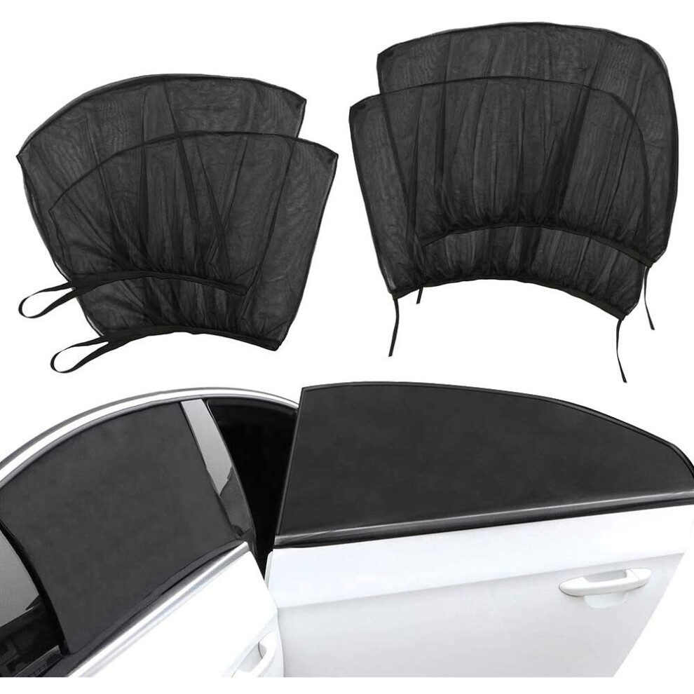 Wejoy 2/4Pcs Car Window Screen Door Covers Front/Rear Side Window Uv Sunshine Cover Shade Mesh Car Mosquito Net For Baby Child Camping
