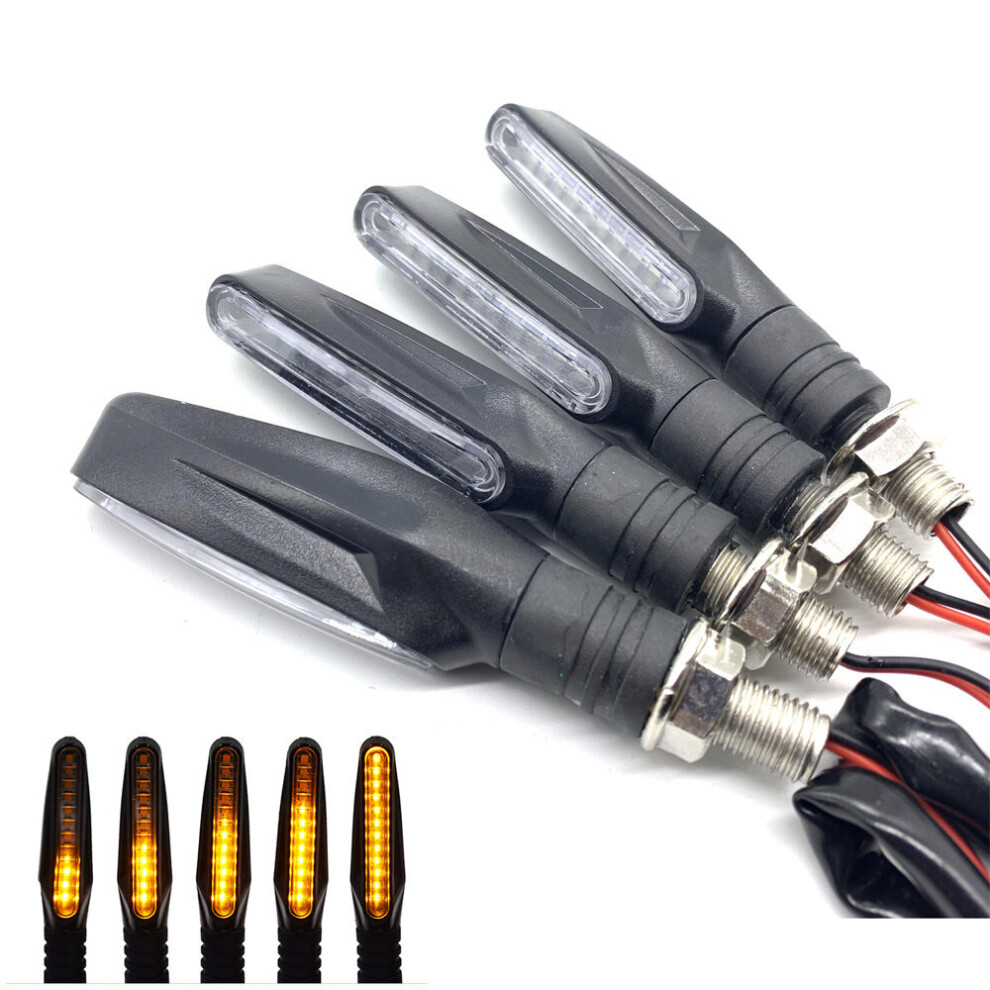 4Pcs Motorcycle Turn Sequential Signals Led Blinker Flowing Water Flashing S Tail Stop Indicators Turn Signal Light/Amber 5063131415223