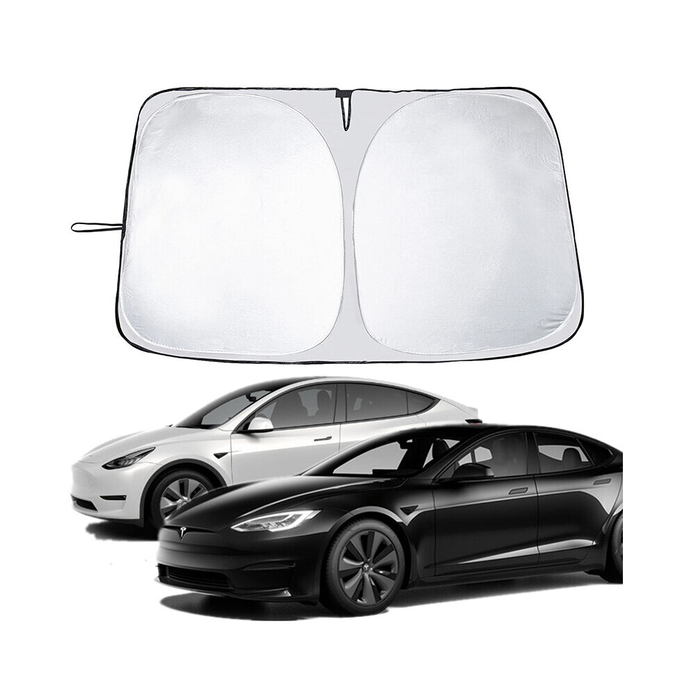 Applicable To Tesla Model3y Front Windshield Sunshade 210T Reflective Sunscreen Sunshade Thermal Insulation Telescopic Storage 5063131323252