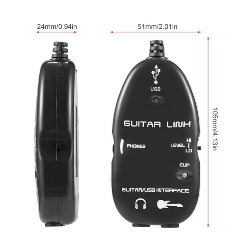 Guitar to USB Interface Link Cable Audio Recorder for PC/for MAC Recording 2