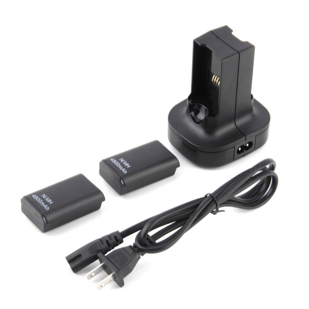 Charging Station Charger Dock+2X 4800Mah Rechargeable Battery For Xbox 360 5063131604481