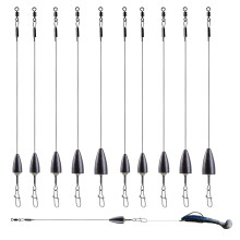 5pcs/lot Stainless Steel Fishing Wire Leader 5g 7g 10g 14g 20g Lead Bullet Weight Carolina Ready Rig For Bass Fishing