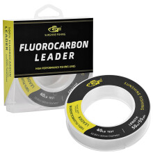 SF 100% Pure Fluorocarbon leader material Fishing Line Virtually Invisible Shock Resistant Increased Sensitivity Sink Fast Clear