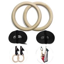 2Pcs Sports Wooden Rings Fitness Gymnastic Rings Artistic Gym Exercise Crossfit Pull Ups Muscle Strength Training Equipment