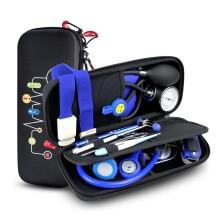 12PCS Set Medical Storage Kit Health Bag Pouch and Stethoscope Manometer Reflex Hammer First Aid Tourniquet Penlight Thermometer