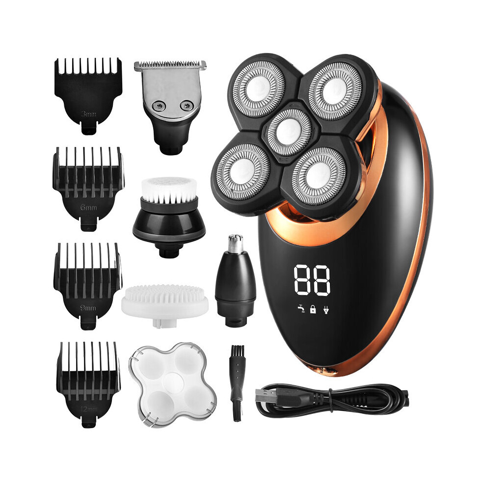 Wejoy Golden/Silver Ipx7 Waterproof Electric Shaver Razor For Men Beard Hair Trimmer Rechargeable Bald Head Shaving Machine Lcd Display Grooming Kit