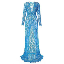 Sexy Night Dress Long Sleeve Maternity Costumes Lace Nightwear Long Gown Lingerie 4XL Plus V-Neck Erotic Clothing Sleepwear