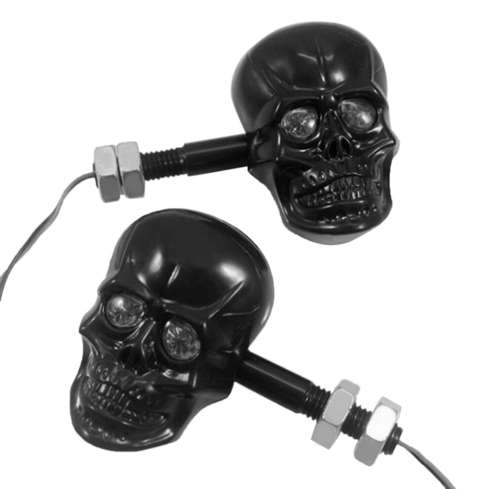 Icoco 1Pair Personalized Motorcycle Accessories Refit Punk Skull Shape Turn Signal Lights Indicators For Motorbike 5063131415353