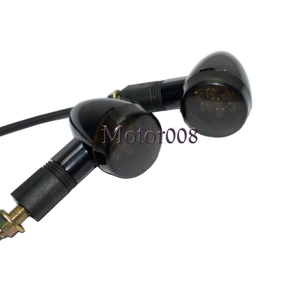 Motorcycle 10Mm Smoke Led Brake Turn Signal Indicator Turn Signal Indicators Blinker For Harley Cafe Racer Custom Black/Light 5063131415339