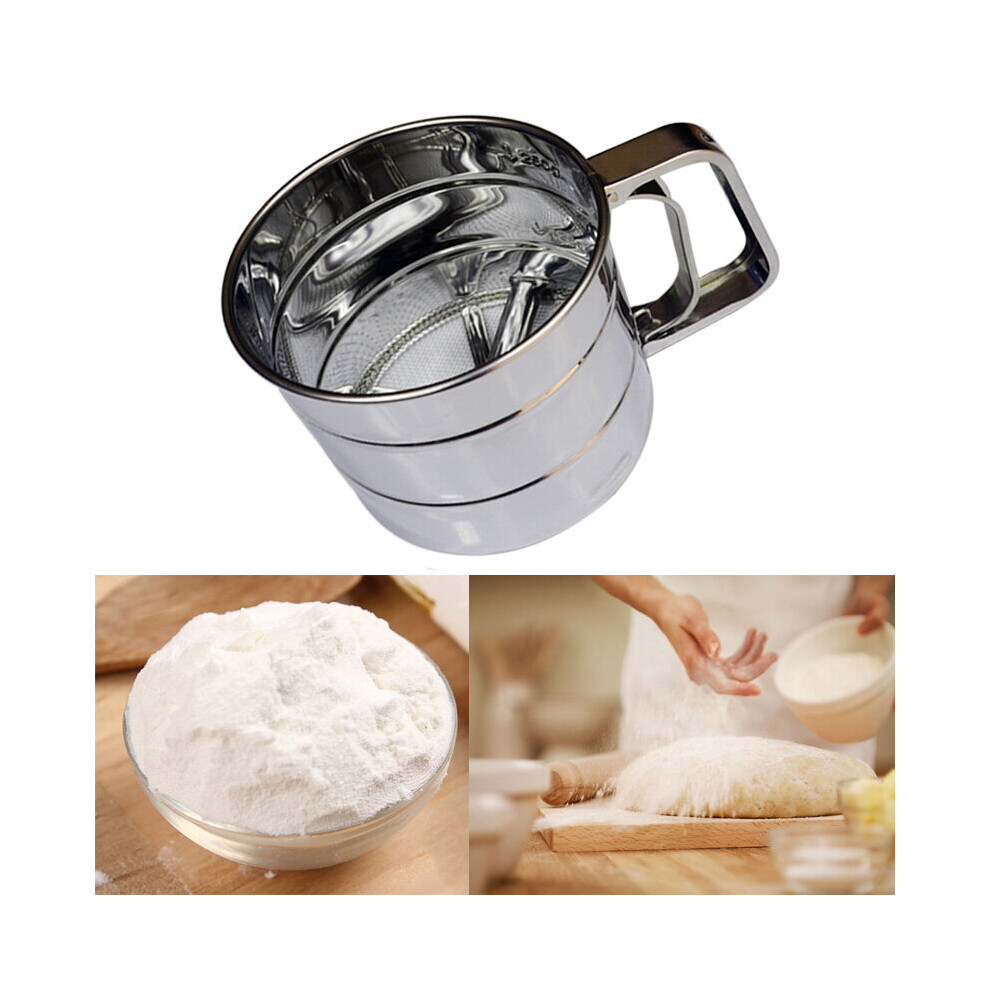Walfos Stainless Steel Flour Sieve Cup Powder Sieve Mesh Kitchen Gadget For Cakes Hand-Screened Sugar Mesh Sieve Baking Sieve-image-OPC-PBNWP2D-NEW