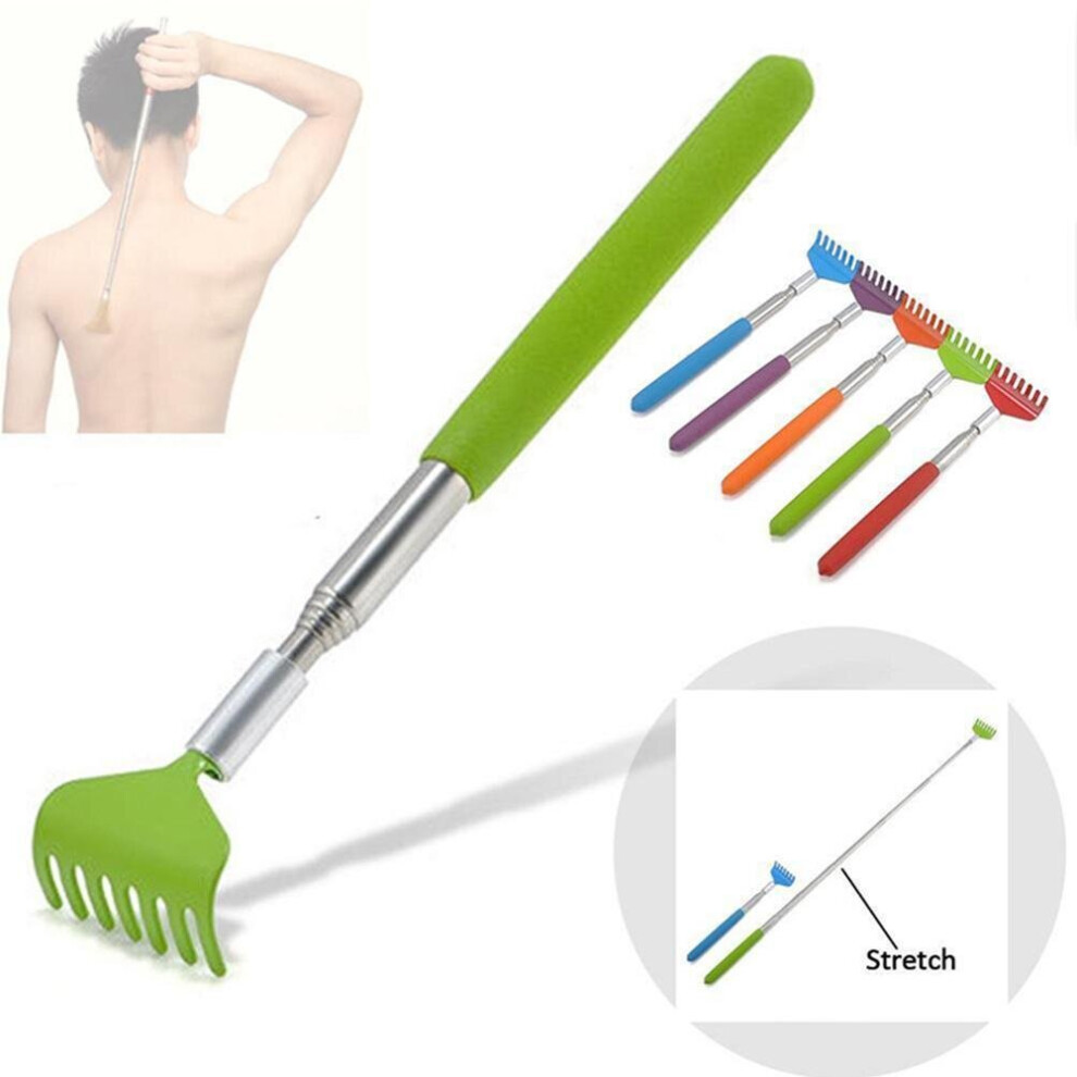 Wejoy 1Pc Telescopic Rake Back Scratcher Back Massage Itch Anti Massage Stick Adjustable Long Metal Rake Back Scratcher Random