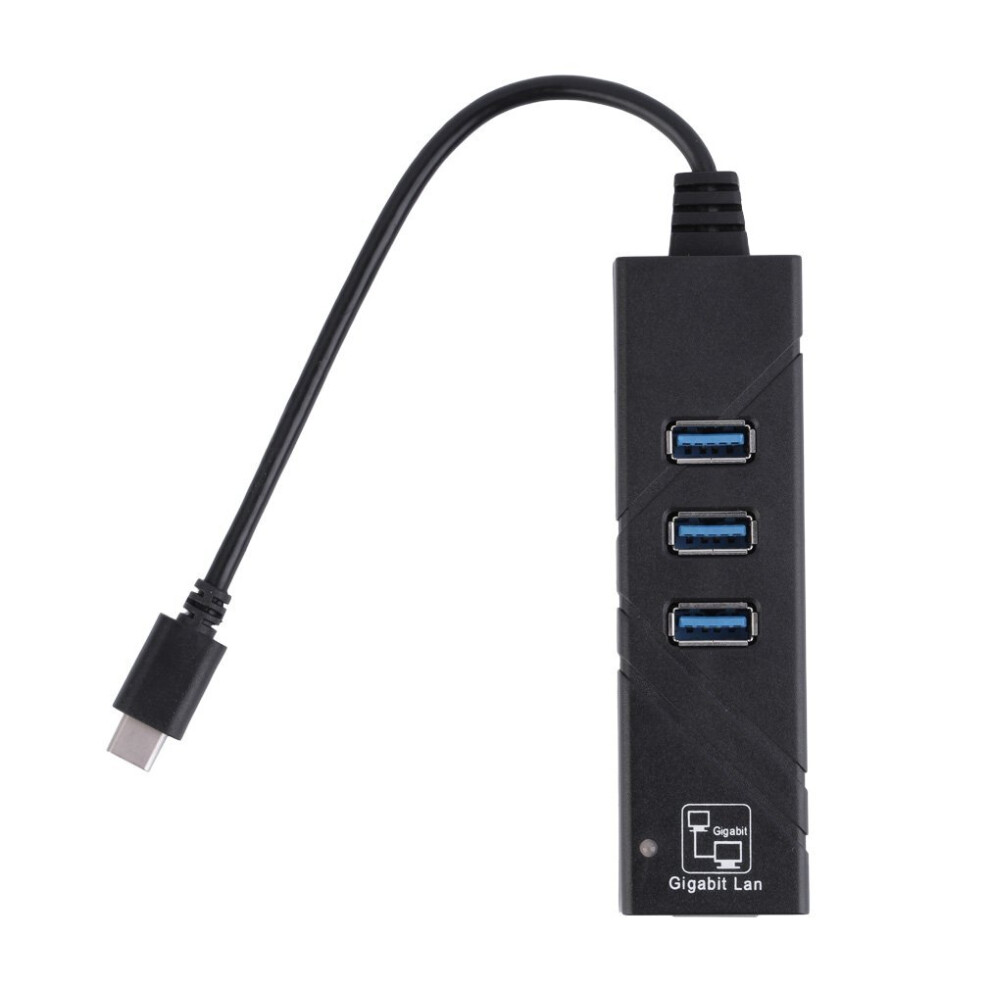 1000M 3 Port Hub Usb 3.1 To Rj45 Gigabit Ethernet Lan Network Adapter Black 5063131636451