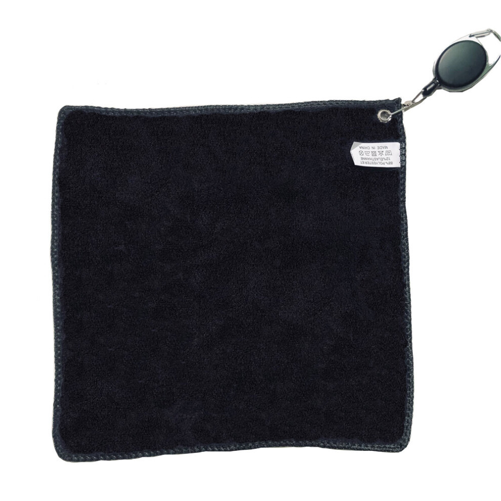 Photos - Golf 1pc black  towel for er cotton Golf Wet and Dry Amphibian black with hook Golf Ball Cleaning Towel with Retractable