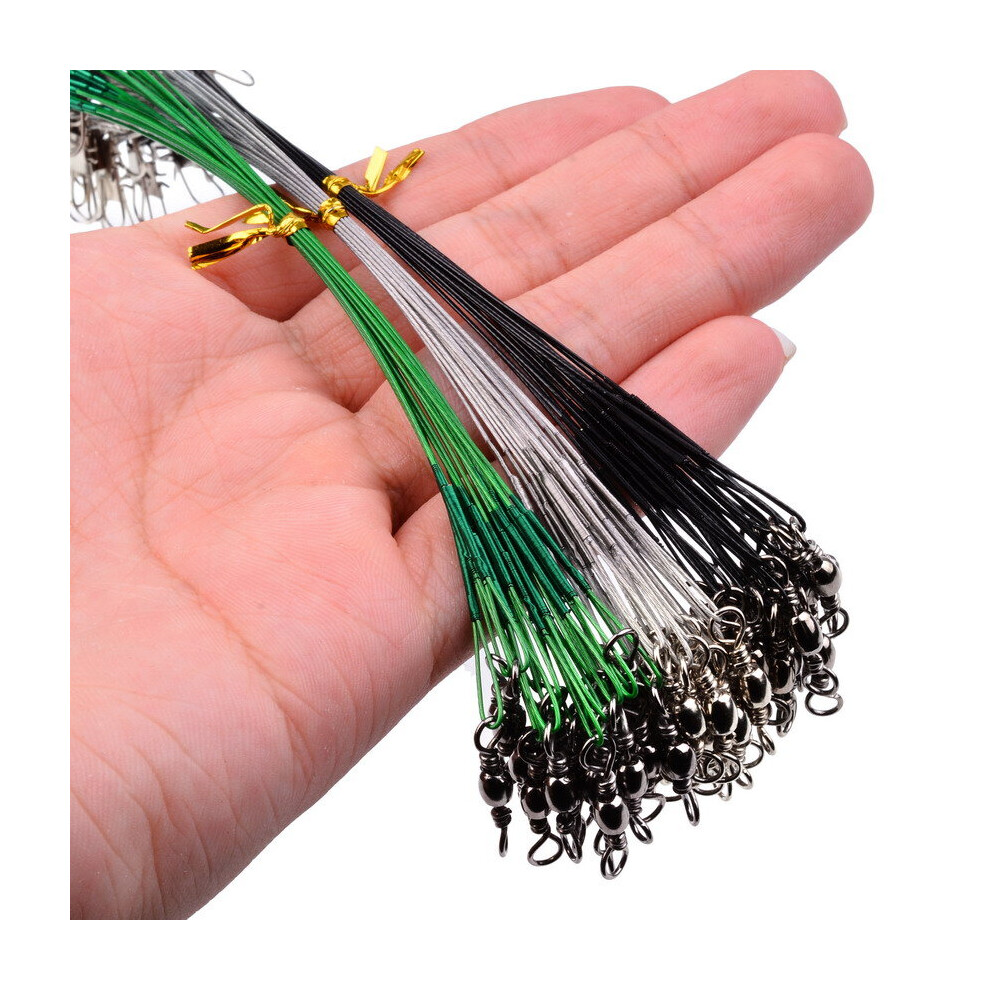 20pcs 15/20/25/30cm Stainless Steel Wire Leader Fishing Leash With Swivel Anti-bite Line Leadcore For Lure Accessories Pike-image-OPC-PBNWN6N-NEW