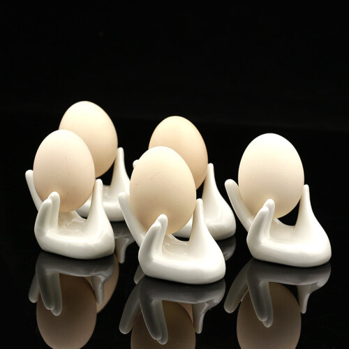 1 Pcs Hand Shape Ceramic Home Desk Decor Soft Or Hard Boiled Egg Cup Holder Egg Holder Container Egg Tools Ocarina White Ceramic 2