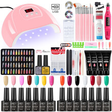 Poly Nail Gel Kit Professional Nail Set With 54/36/24W UV Lamp Acrylic Extension Gel Nail Polish All For Manicure Gel Tools Set
