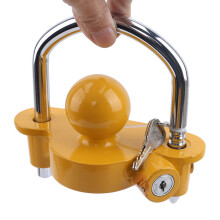 Universal Heavy Duty Hitch Lock Caravan Trailer Ball Coupler Trailer Lock Heavy Duty Hitch Anti-Theft Lock Yellow