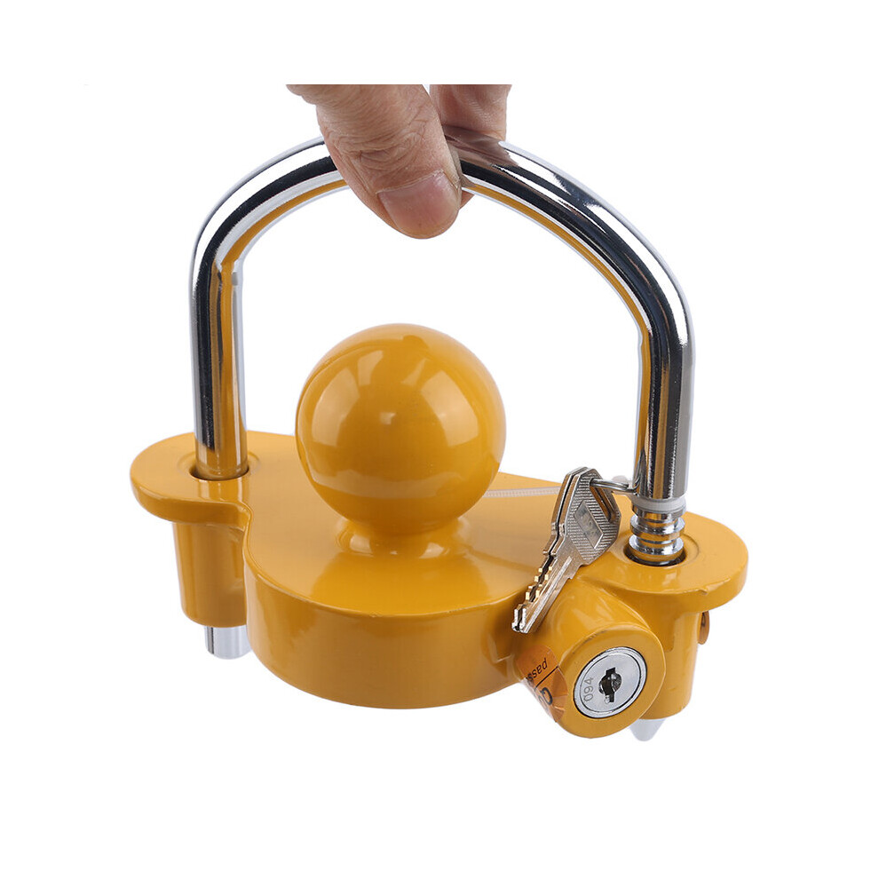 Universal Heavy Duty Hitch Lock Caravan Trailer Ball Coupler Trailer Lock Heavy Duty Hitch Anti-Theft Lock Yellow 5063131497076