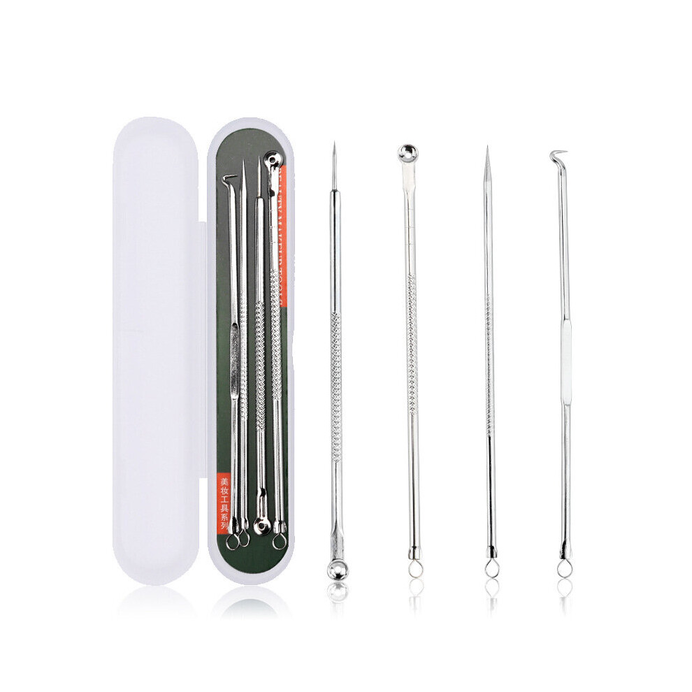 Wejoy Silver Stainless Steel 4Pcs Blackhead Comedone Acne Pimple Blemish Extractor Blackhead Remover Tool For Face Skin Care Tool