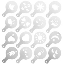 16pcs Fashion Coffee Template Coffee Stencils for Coffe Shop Kitchen Coffee Stencils