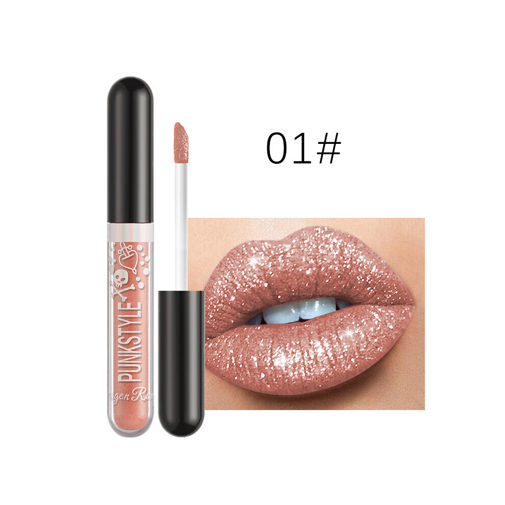 Wejoy 12 Colors Diamond Lip Gloss Non-Stick Cup Metal Pearlescent Liquid Lipstick Glitter Waterproof Lasting Lip Makeup Cosmetic Tslm1