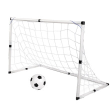 Outdoor DIY Football Plaything Set 1 Pc Mini Kids Soccer Goal Net with 1Pc Synthetic Leather Football 1pc Inflator and 4 Pcs Iro