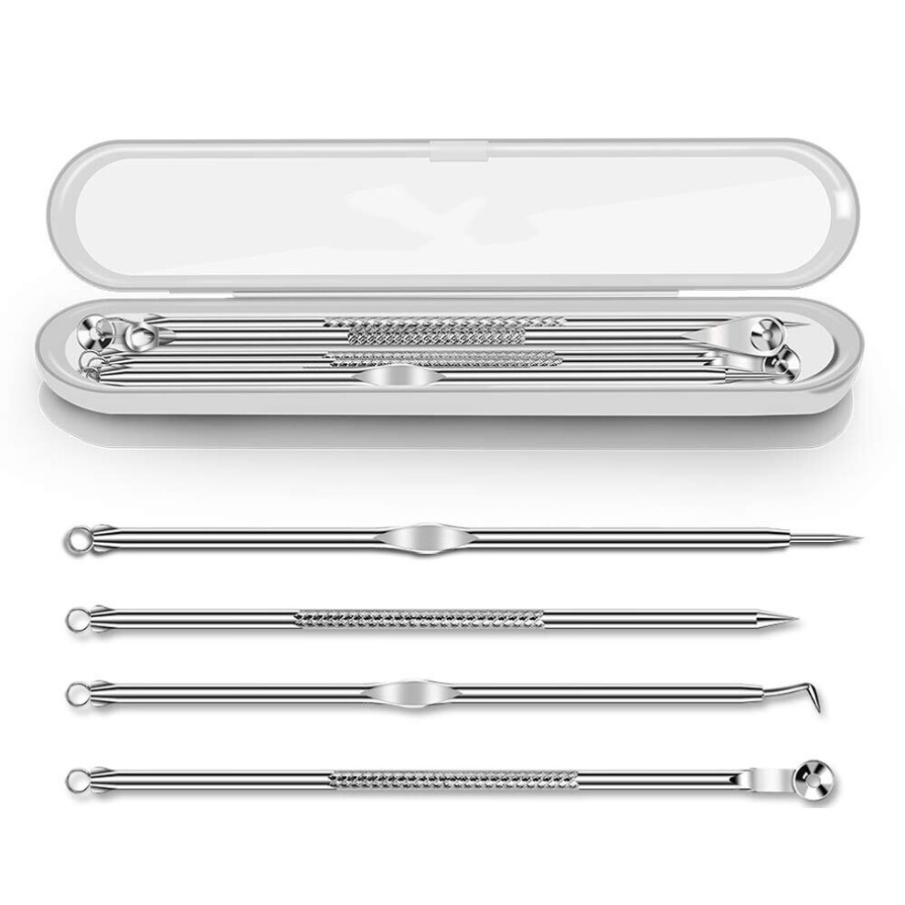 Wejoy Dighealth 4Pcs Stainless Steel Blackhead Remover Extraction Pimple Comedone Acne Extractor Whitehead Blemish Popper Kit