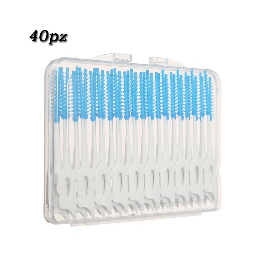 Wejoy Blue/White 40Pcs Pp Gum Interdental Brush 0.7Mm Dental Flosser Toothbrush Oral Teeth Cleaner Toothpicks