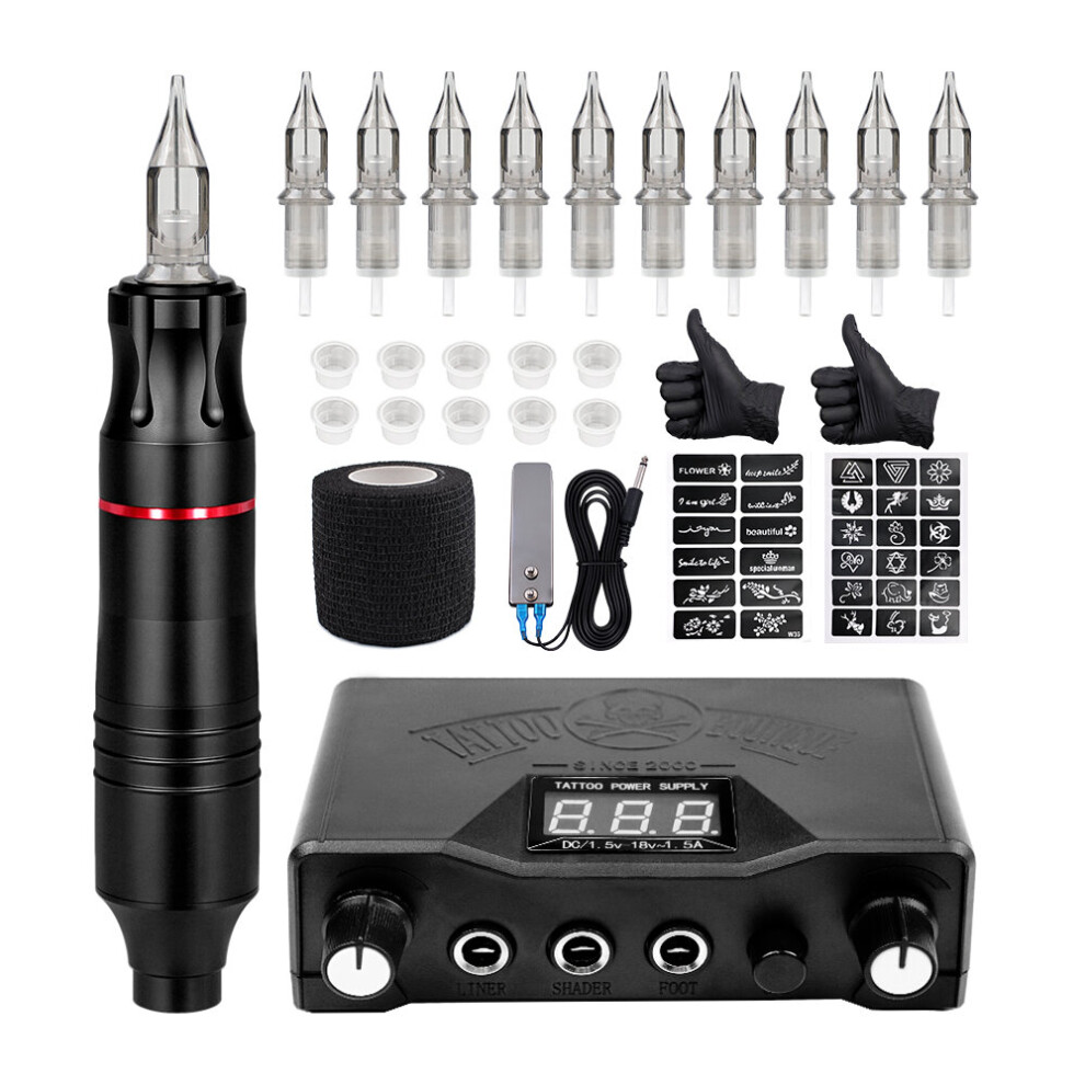 Wejoy Tattoo Machine Kit Tattoo Power Supply Rotary Pen With Cartridges Needles For Permanent Makeup Eyebrow Microblading Needles