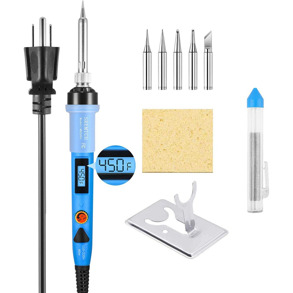 80W Electronics Soldering Iron Kit Lcd Digital Soldering Gun With Adjustable Temperature Welding Iron, Fast Heating 5063131531770