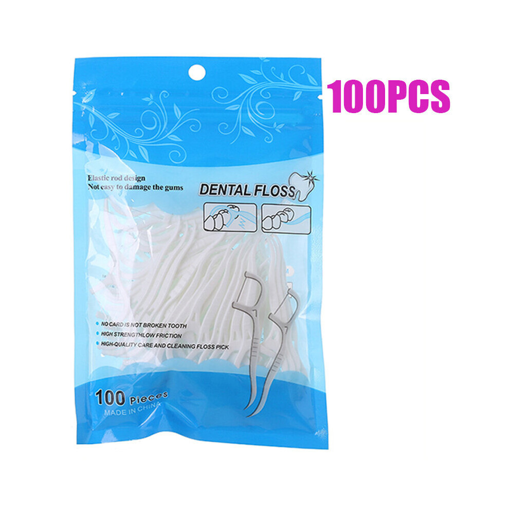 Wejoy Jrodim 100Pcs Dental Floss Flosser Picks Toothpicks Teeth Stick Tooth Cleaning Interdental Brush Dental Floss Pick