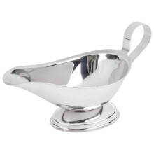 Stainless Steel Gravy Boat, Saucier with Ergonomic Handle and Big Dripless Lip Spout, Commercial Quality Sauce Boat