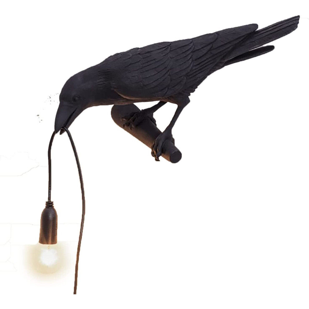 (Right) Raven Desk Lamp, Raven Lamp, Bird Lamp, Resin LED Bird Lamp for Bedroom/Office/Living Room/Farmhouse Art Deco with Plug