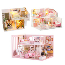 3D Miniature Doll House Wooden DIY Handwork Dollhouse for Children Aldult Gift with Mini Music Box LED Lights